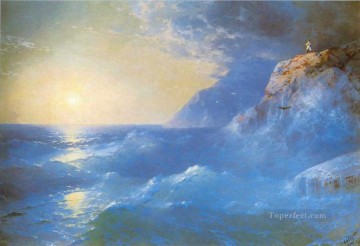 風景 Painting - セント・ヘレン島のイヴァン・アイヴァゾフスキー・ナポレオン オーシャン・ウェーブ